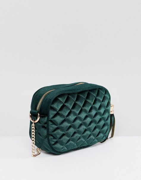 Dune Sophie Velvet Quilted Crossbody Bag - Green Velvet Bags, Quilted Shoulder Bag, Diy Bags Patterns, Green Handbag, Velvet Quilt, Quilted Crossbody Bag, Fancy Bags, Patchwork Jeans, Side Bags