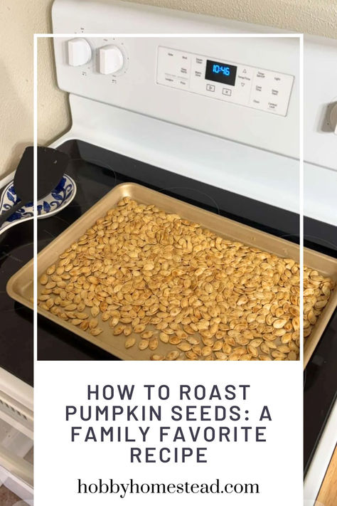 baking pan of roasted pumpkin seeds How To Cook A Whole Pumpkin, Roast Pumpkin Seeds Recipe, Pumpkin Roasted Recipes, Pumpkin Seeds Recipe Easy, Roasted Pumpkin Seeds Recipe Easy, How To Roast Pumpkin Seeds In The Oven, How To Roast Pumpkin Seeds, Roasting Pumpkin Seeds Oven, Pumpkin Seeds Recipe Roasted