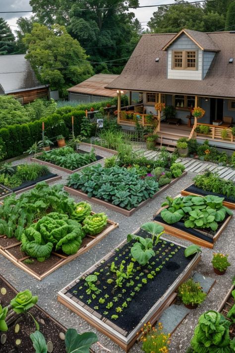 Seasonal Vegetable Layouts are a delicious and nutritious choice for any garden! 🌿🥕 Made with a variety of fresh, seasonal veggies and thoughtful planning, these layouts are a delightful blend of productivity and beauty. Quick to implement and bursting with garden-fresh goodness, Seasonal Vegetable Layouts are perfect for a refreshing gardening project or special feature. 😋🌼 #SeasonalVegetableLayouts #HealthyGardening #FreshProduce #GardenPlanning Large Veggie Garden, Orchard And Vegetable Garden, Country Veggie Garden, Vegetable Garden Landscape Design, Beautiful Raised Garden Beds Landscapes, Hanging Veggie Garden, Garden Design Vegetable Layout, Permaculture Garden Plan, Large Food Garden