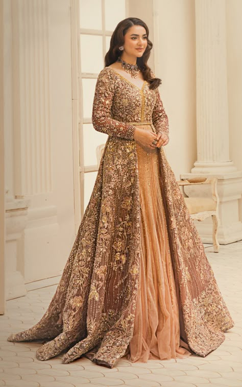 HSY Pakistani Bridal Dress in Wedding Gown Style Bridal Lenghas, Nameera By Farooq, Walima Dress, Bridal Dupatta, Wedding Gown Styles, Dresses Pakistani, Frock Style, Nikkah Dress, Wedding Dress Outfit