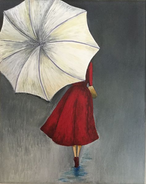 Woman In The Rain, Painting Umbrella, Surreal Art Painting, Acrylic Paint Art, Umbrella Painting, Umbrella Art, Art And Craft Videos, Next Tattoo, Dot Art Painting