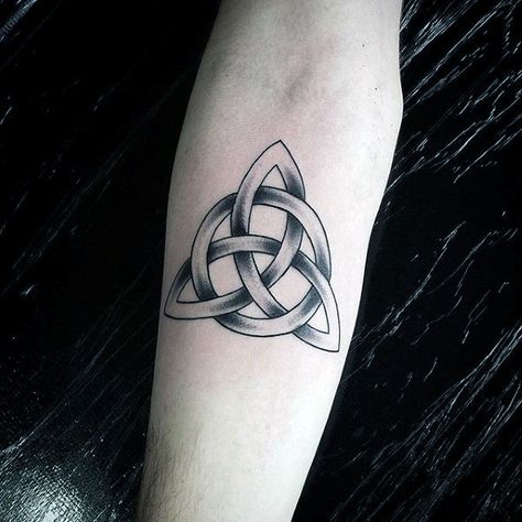 Guy With Inner Forearm Triquetra Shaded Tattoo Design Triquetra Tattoo, Celtic Tattoo For Women, Trinity Knot Tattoo, Celtic Tattoos For Men, Triquetra Symbol, Trinity Tattoo, Band Tattoos For Men, Celtic Knot Tattoo, Celtic Cross Tattoos