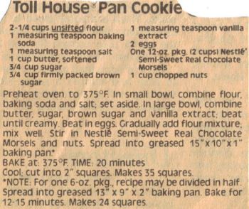 Toll House Pan Cookie Recipe, Nestle Toll House Pan Cookies, Congo Squares, Tollhouse Cookie Bars, Koekie Resepte, Chocolate Chip Pan Cookies, Grandma Baking, Tollhouse Cookie Recipe, Congo Bars