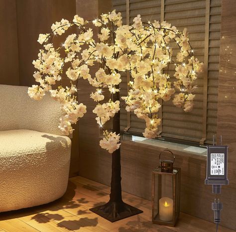 Outdoor Home Wedding, String Lights Inside, Artificial Cherry Blossom Tree, Christmas Tree Store, Weeping Cherry Tree, Light Up Tree, Modern Centerpieces, Twig Tree, Prelit Tree