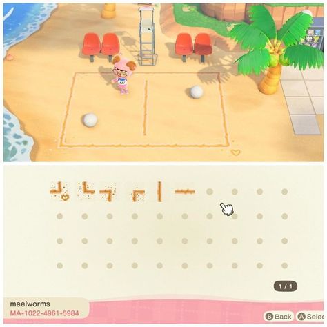 Animal Crossing Online, Neighborhood Ideas, Anime Island, Animal Crossing Designs, Motif Acnl, Volleyball Court, Animal Crossing 3ds, More Code, Ac New Leaf