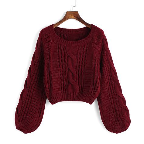 Round Neck Crop Maroon Sweater ($21) ❤ liked on Polyvore featuring tops, sweaters, red, red cable knit sweater, crop top, pullover sweater, loose crop top and maroon sweater Cherry Red Sweater, Maroon Clothes, Half Sweater, Red Cable Knit Sweater, Cropped Cable Knit Sweater, Maroon Sweatshirt, Sweater Cropped, Acrylic Sweater, Red Pullover