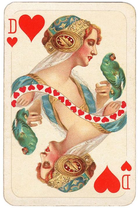 Queen Of Hearts Card, Playing Cards Art, Playing Cards Design, 카드 디자인, Vintage Playing Cards, Card Illustration, Playing Card, Queen Of Hearts, Art Plastique