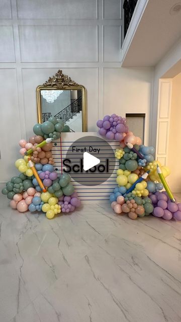 BalloonWorks LLC on Instagram: "Summers over & SCHOOL is back in session. Imagine waking up for your first day of school and seeing this downstairs 📚 . . Backdrop: @soclasers Inspo the one and only : @wildchildparty 🩵" First Day Of School Decorations For Home, First Day Of School Decorations, First Day Of School Party, First Day School, Decorations For Home, School Decorations, School Parties, The One And Only, First Day Of School