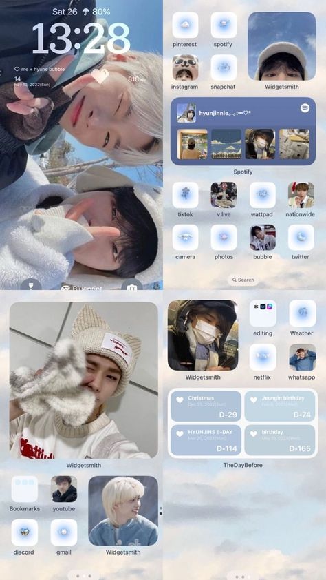 Samsung Wallpaper Layout Ideas, Kpop Phone Setup, Skz Phone Theme Ideas, Phone Theme Layout Ideas, K Pop Phone Theme, Straykids Homescreen Layout, Phone Screen Themes, Home Phone Ideas, Aesthetic Kpop Phone Layout