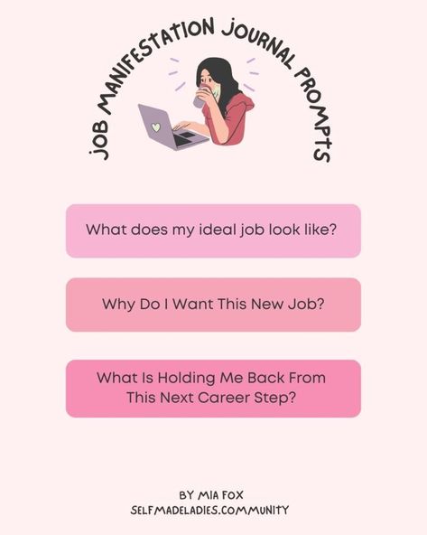 3 Powerful Journaling Prompts for Manifesting Your Dream Job - SelfMadeLadies Job Manifestation, Job Goals, Desired Body, Perfect Job, Zero Wallpaper, Journaling Prompts, Love Journal, Biggest Fears, Creative Activities For Kids