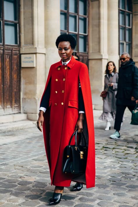 The Best Jacket Trends For Women For Fall 2019 | POPSUGAR Fashion Cape Jacket Outfit, Cape Outfits For Women, Jacket Trend, Cape Outfit, Danai Gurira, Cape Cloak, Random Fashion, Study Better, Capes & Ponchos