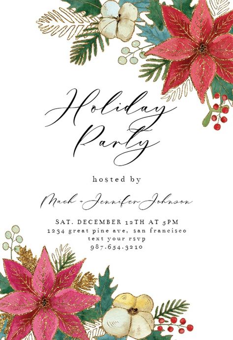 Christmas Party Invitations Free, Hosting Holiday Party, Christmas Party Invitation Template, Christmas Backgrounds, Holiday Party Invitation, Greetings Island, Christmas Invitation, Event Template, Party Invite Design