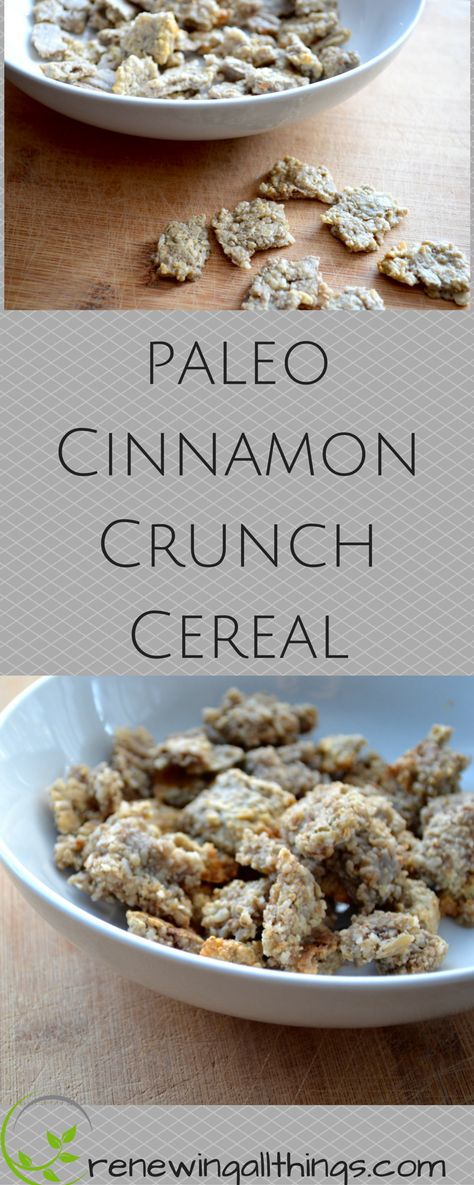 Grain Free Cinnamon Crunch Cereal Grain Free Cereal Recipe, Grain Free Cereal, Paleo Cereal Recipe, Paleo Cereal, Energy Bars Healthy, Healthy Breakfast For Kids, Homemade Cereal, Grain Free Breakfast, Winter Baking