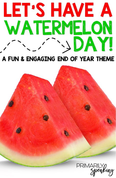 We Had a Watermelon Day! {An End of Year Theme} | Primarily Speaking Eoy Activities, Watermelon Activities, Classroom Organization Ideas, Meaningful Activities, Watermelon Day, End Of Year Activities, Watermelon Party, Summer Preschool, Theme Days