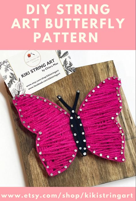 Butterfly Crafts For Adults, Easy String Art Patterns, Nursery String Art, Stencil Butterfly, String Art Pattern, Butterfly Home Decor, 4h Ideas, Printable String Art Patterns, Diy String Art