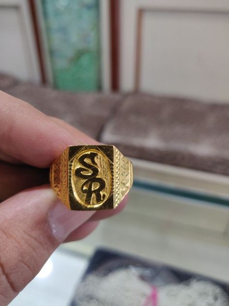 Letter Rings Gold For Men, Gents Gold Ring Design, Couple Letter Ring, Gents Ring Gold, Gents Gold Ring, Latest Gold Ring Designs, Couple Ring Design, Ring Boy, Gents Ring