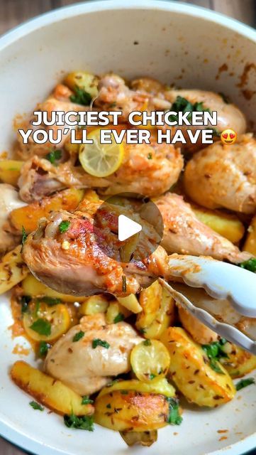 Aymen Ahmad on Instagram: "With only 2 tablespoons Oil, Juiciest chicken you’ll ever have that too with minimal effort 😍

Recipe:
- Take 1 whole chicken or 1 kg leg pieces 
- Add 1/2 kg yogurt 
- We need only 3 spices: 1 teaspoon Salt ( you can adjust as per taste ), 1 teaspoon garam masala powder and 1.5 teaspoon Red chilli powder 
- 1 tablespoon Ginger paste
- 1 tablespoon Garlic paste 
- 2 tablespoons Olive Oil
- Squeeze 2 Lemons

Marinate it all well that each piece is marinated from all sides and keep it in fridge overnight ( for best results ) or at least 3-4 hours if you wanna make same day

- Cook chicken pieces on medium low heat with no oil, just add marinated chicken and all the yogurt.
- Meanwhile cut potato wedges and fry them in 1 tablespoon Oil, 1/2 teaspoon Cumin, 1 Bay le No Oil Chicken Recipes, Juiciest Chicken, Garam Masala Powder, Ginger Paste, Pakistani Recipes, Red Chilli Powder, Chicken Pieces, Cook Chicken, Pakistani Food