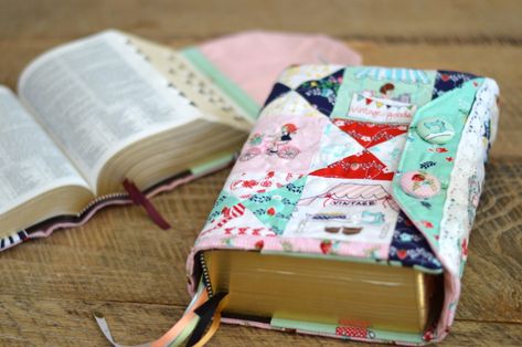 Scripture Cover Tutorial Featuring Vintage Market from Riley Blake Designs Bible Cover Diy, Quilt Book Cover, Scripture Case, Custom Bible Cover, Create Your Own Book, Fabric Book Covers, Row Quilt, Book Cover Diy, Custom Bible