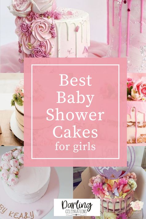 The prettiest Baby Shower cakes for girls from the most talented bakers all over the world. Get inspired with these stunning Baby Girl cakes. #babyshowercakes #girlbabyshowercakes #babyshowercakeforgirls #babyshowercakeideas #prettybabyshowercakes Pink Baby Shower Cake Ideas, Baby Girl Cakes For Showers, Baby Shower Cakes Girl Simple, Babyshowercakes Cake Designs, Baby Shower Cake Ideas Girl, Baby Shower Cakes Simple, Small Baby Shower Cake, Baby Girl Cake Ideas, Baby In Bloom Cake Ideas