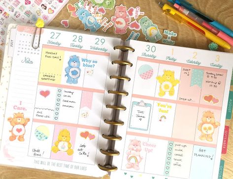 Care Bear Printables, Free Care Bear Printables, Care Bear Stationary, Cute Stickers Printable Kawaii Planners, Sticker Projects, Rilakkuma Sticker Sheet, Free Printable Stickers, 2024 Planner, Pretty Planners