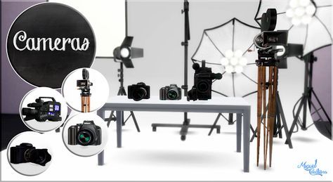 Sims 4 CC's - The Best: Cameras by MiguelCreations Camera Sims 4 Mod, Photography Sims 4 Cc, Sims 4 Cc Camera Set, Sims 4 Cc Youtube Set Up, Sims 4 Cc Furniture Decoration, Camera Sims 4 Cc, Sims 4 Photography, Mods Sims 4, Lotes The Sims 4