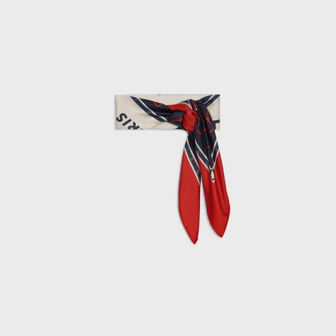 BANDANA IN PRINT SILK TWILL - Rouge / Bleu - 2AWB6483N.27EB | CELINE Celine Scarf, Wholesale Distributors, Fragrance Samples, Mens Casual Dress Outfits, Handbags Leather, Mens Casual Dress, Brand Me, Silk Twill, Leather Goods