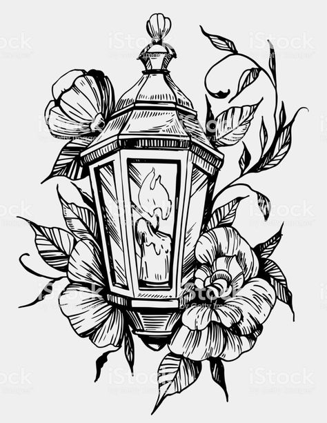 Lanterns With Flowers, Lantern Tattoo, Flower Tattoo Drawings, Arte Doodle, Flower Tattoo Sleeve, Tiny Tattoo, Book Tattoo, Desenho Tattoo, Tattoo Art Drawings