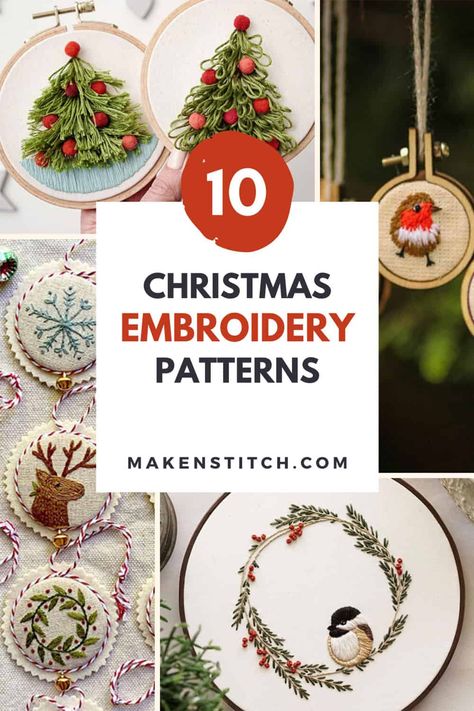 Christmas Embroidery Patterns Free, Free Christmas Embroidery Patterns, Christmas Embroidery Ideas, Embroidery Christmas Gifts, Embroidery Christmas Ornaments, Christmas Hand Embroidery, Christmas Stitching, Embroidered Christmas Ornaments, Christmas Tree Embroidery