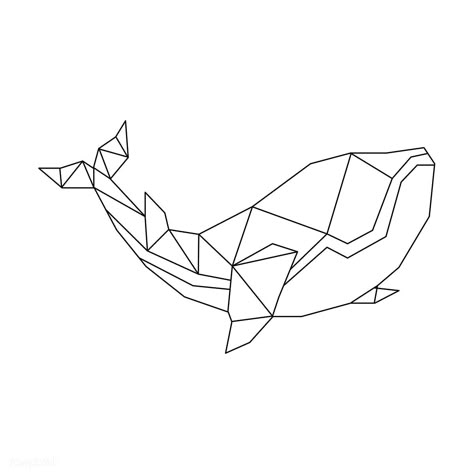 Linear illustration of a whale | premium image by rawpixel.com / poyd Geometric Art Animal, Linear Illustration, Polygon Art, Geometry Design, Geometric Drawing, Tape Art, Pola Sulam, Geometric Animals, A Whale