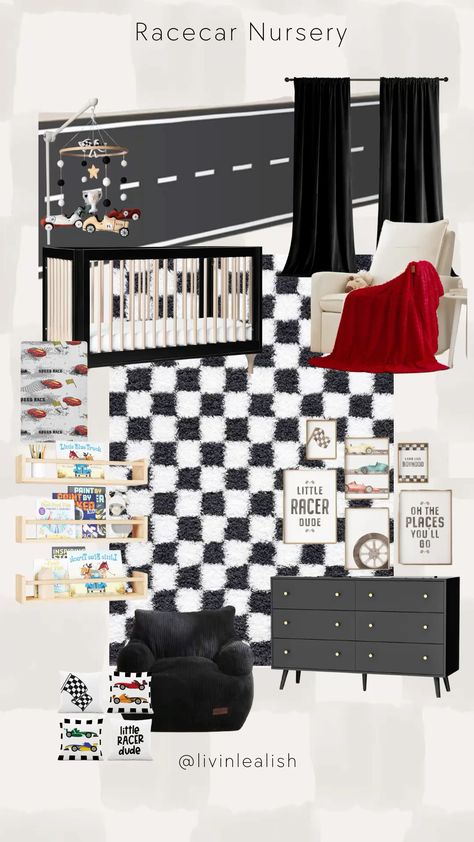 Racecar Nursery! 🏁#amazonnursery #racecarnursery #racecarroom #toddlerroom #babyroom #ltkhome   Follow my shop @LivinLealish on the @shop.LTK app to shop this post and get my exclusive app-only content!  #liketkit #LTKHome #LTKBaby #LTKKids @shop.ltk https://liketk.it/54uxH Nursery Car Theme, Vintage Car Nursery Baby Boy, Cars Nursery Theme, 2 Bedroom Ideas, Car Theme Nursery, Race Car Room Decor, Retro Baby Nursery, Race Car Nursery, Car Themed Nursery