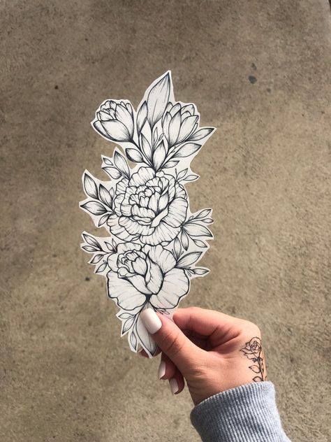 Etsy floral tattoo design Tattoo Hand, Floral Tattoo Sleeve, Floral Tattoo Design, Stylist Tattoos, Dope Tattoos, Fake Tattoos, Simplistic Tattoos, Creative Tattoos, Tattoo Stencils