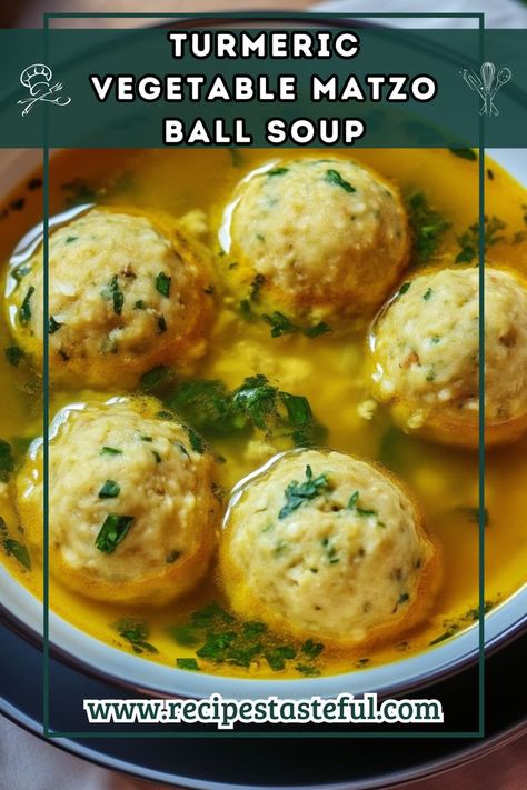 This comforting and aromatic soup combines fluffy matzo balls with a vibrant, turmeric-infused vegetable broth, making it a perfect dish for any occasion. Matzoh Ball Soup, Matzo Ball Soup Recipe, Matzo Balls, Matzo Ball, Matzo Ball Soup, Matzo Meal, Matzoh Ball, Vegetable Broth, Turkey Meatballs