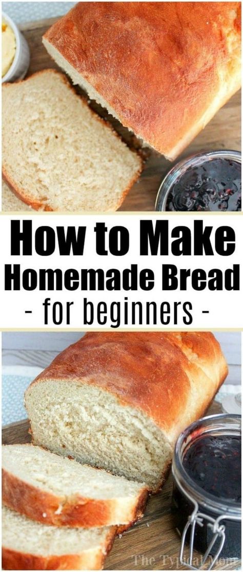 Baking bread at home isn't as scary as it sounds, and is easier to make than you probably think. If you wanna try making homemade bread here's an easy way. #homemade #bread #easy #homemadebread #whitebread #wheatbread Homemade Bread For Beginners, Bread For Beginners, How To Bake Bread, Baking Bread At Home, Make Homemade Bread, Ham Biscuits, Homemade Sandwich Bread, Pembuat Roti, Sugar Bread