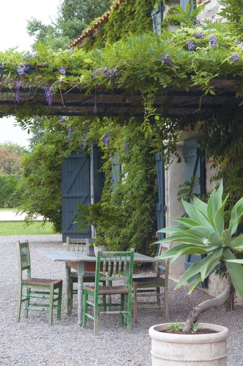 Amanda Pays, Farmhouse Outside, Corbin Bernsen, Cottage Patio, Rustic Pergola, French Family, English Country Cottages, Hillside Garden, French Farmhouse Decor