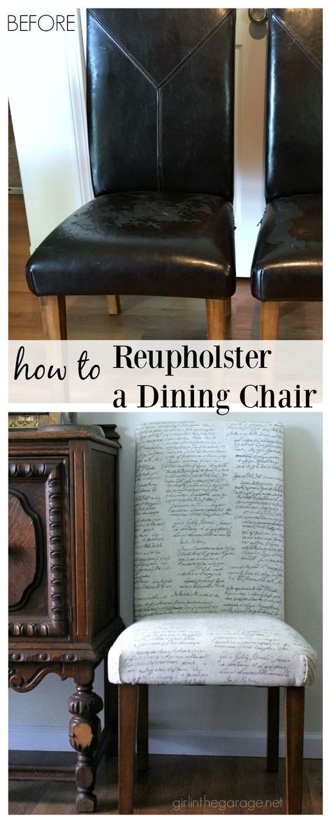 Reupholster DIY Dining Chair Makeover - Girl in the Garage Sewing Table Makeover, Reapolstering Chairs, Dining Chair Makeover, Dining Chairs Diy, Reupholster Chair Dining, Parsons Dining Chairs, Reupholster Chair, Diy Dining, Reupholster Furniture