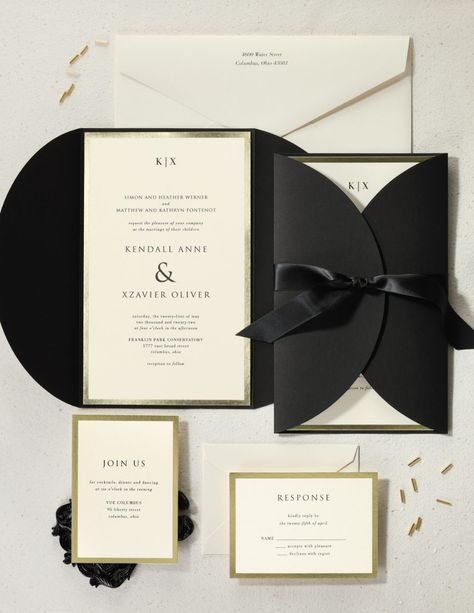 Black Tie Wedding Invitations, Elegant Wedding Invitation Card, Unique Wedding Cards, Minimal Wedding Invitation, Black Wedding Invitations, Black Invitation, Black And White Wedding, Luxury Wedding Invitations, Beautiful Wedding Invitations