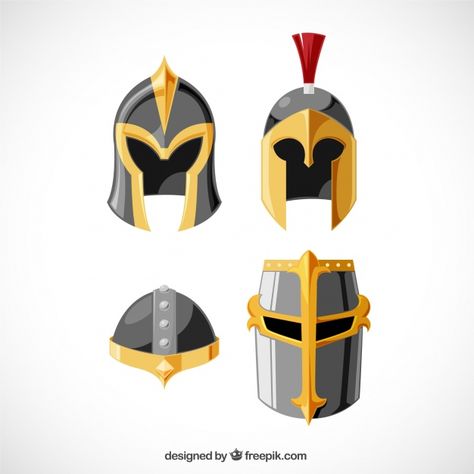 Conjunto colorido de cascos de caballeros vector gratuito Eye Paintings, Knights Helmet, Spartan Warrior, Art Folder, Eye Painting, Medieval Knight, Game Icon, Prop Design, Arte Fantasy