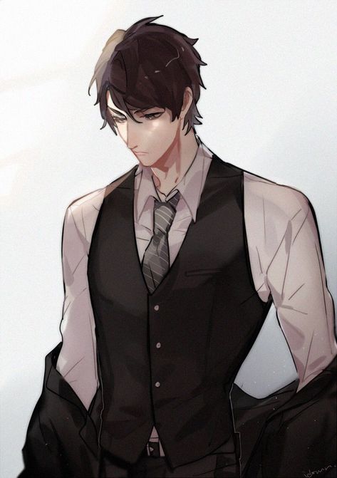 Male Ocs, Anime Suit, Suit Drawing, Mafia Boss, Anime Black Hair, Anime Head, Butler Anime, Dark Anime Guys, Cool Anime Guys