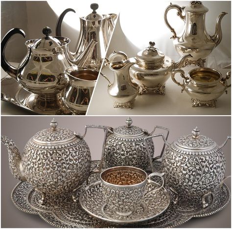 Tips on How to Sell Your Antique Silver Tea Set. Antique Silver Tea Set, Vintage Teaset, Silver Utensils, Silver Tea Set, Silver Cutlery, Experience Center, Silver Tea, Wedding Reception Decorations, Cutlery Set