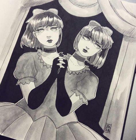 ‣ Evelyn Evelyn Evelyn Evelyn Twins Art, Conjoined Twins Character Design, Evelyn Evelyn Twins, Siamese Twins Art, Conjoined Twins Art, Conjoined Twins Oc, Evelyn Evelyn, Fran Bow, Conjoined Twins