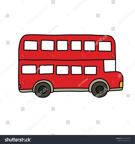 Double Decker Bus Drawing, Bus Doodle, Bus Drawing, Doodle Icon, Double Decker Bus, London Bus, Easy Drawings, Stock Vector, Vector Illustration