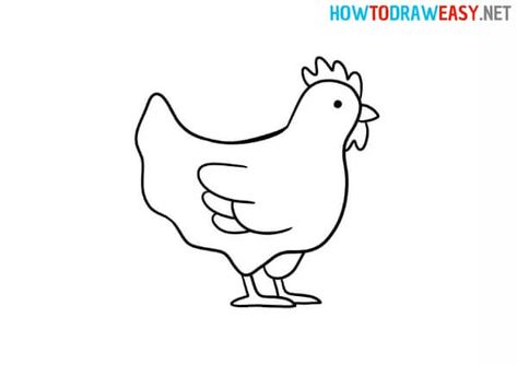 Chicken Drawing & Sketches For Kids Check more at https://www.kidsartncraft.com/chicken-drawing-sketches-for-kids/ Chicken Drawing Simple Cute, Hen Drawing For Kids, Baby Chicken Drawing, Chicken Drawing Simple, Simple Chicken Drawing, Sketches For Kids, Chicken Sketch, Hen Drawing, House Drawing For Kids