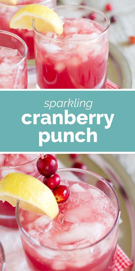 The perfect holiday drink, this Sparkling Cranberry Punch is family friendly and only takes minutes to prepare! #recipe #thanksgiving #christmas #mocktail Sparkling Cranberry Punch, Christmas Mocktail, Cranberry Mocktail, Punch Christmas, Thanksgiving Punch, Cranberry Punch, Cranberry Drinks, Taste And Tell, Button Projects