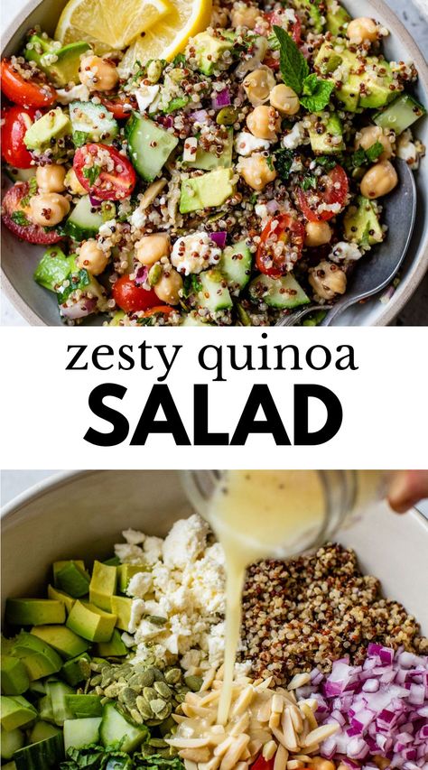 Quinoa Salad Recipes Cold, Zesty Quinoa Salad, Quinoa Avocado Salad, Avocado Quinoa, Summer Side Dish, Avocado Salad Recipes, Salad Meal Prep, Quinoa Healthy, Asian Salad