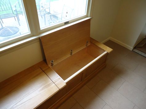 hinge for flip up bench - WOODWEB's Cabinetmaking Forum Bay Window Storage, Coin Banquette, Bay Window Benches, Custom Window Seat, Built In Window Seat, Window Bench Seat, Nook Bench, Bay Window Seat, Window Seat Storage