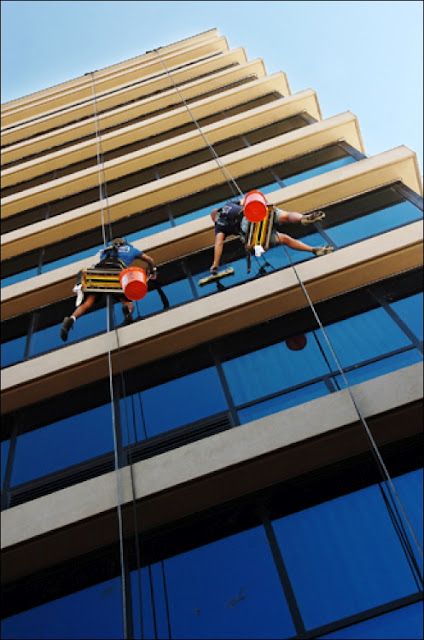 High Rise Window Cleaners Get A Rush + A Parachute. Climb Through Window, Climbing Through Window Reference, High Rise Window Cleaning, Window Cleaning Services, Oil Platform, Washing Windows, Casino Resort, Window Cleaner, High Level