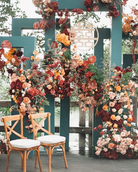 Angel & Stefanus Teapai and Intimate Wedding with Teal Blue and Red Theme Organized by @meijercreative Photos by @noraapictures Venue… | Instagram Modern Ceremony, Tea Ceremony Wedding, Moodboard Wedding, Red Theme, Engagement Decorations, Ceremony Wedding, Wedding Florals, Tea Ceremony, Party Planner