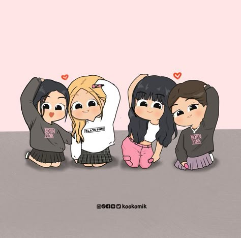 Kpop Chibi Blackpink, Blackpink Cartoon, Blackpink Chibi, Blackpink Fan Art, Blackpink Art, Kpop Chibi, Blackpink Fanart, Blackpink Cute, Black Pink Background