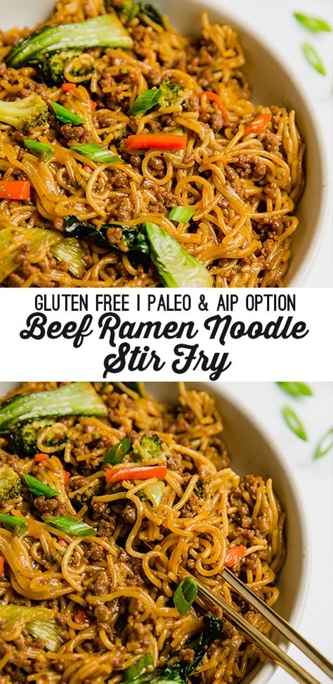 Aip Ground Beef, Ground Beef Ramen, Ramen Noodle Stir Fry, Gluten Free Ramen, Beef Ramen, Noodle Stir Fry, Healthy Ground Beef, Ground Beef Recipes Healthy, Keto Beef Recipes