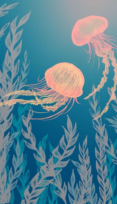 Jellyfish Gouache, 2 Jellyfish, Jellyfish Images, Jellyfish Jewelry, Aesthetic Jellyfish, Jellyfish Illustration, Jellyfish Photography, Jellyfish Painting, Jellyfish Decorations